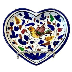 Heart Shaped Sambuco Mario & C Deruta Italy Ceramic Bird Trinket Dish